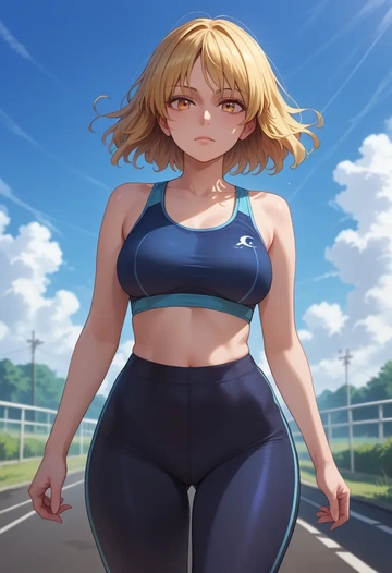 touhou,lyrica_prismriver,yoga shorts, bra  - AI generated anime art