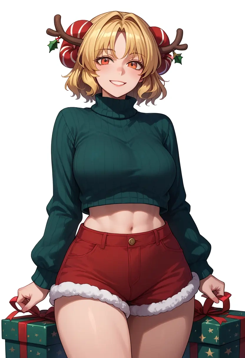 touhou,lyrica_prismriver,Christmas,red velvet shorts,turtleneck sweater  - 