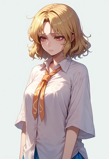 touhou,lyrica_prismriver,tie-dye shirt,dolphin shorts  - AI generated anime art