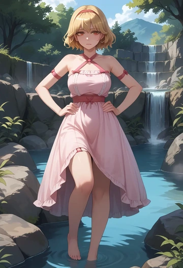 touhou,lyrica_prismriver,silk slip dress  - AI generated anime art