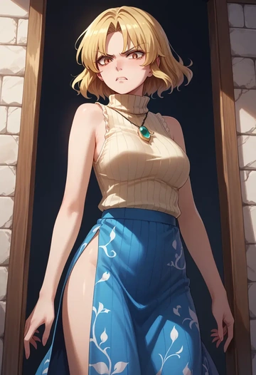 touhou,lyrica_prismriver,turtleneck,knit,maxi skirt  - AI generated anime art