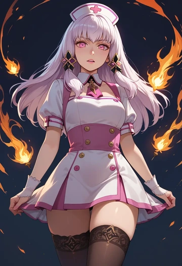 fire_emblem,lysithea_von_ordelia,nurse pantyhose,mini skirt, sexy  - AI generated anime art