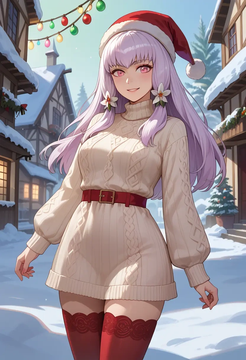 fire_emblem,lysithea_von_ordelia,Christmas,sweater dress,stockings  - 