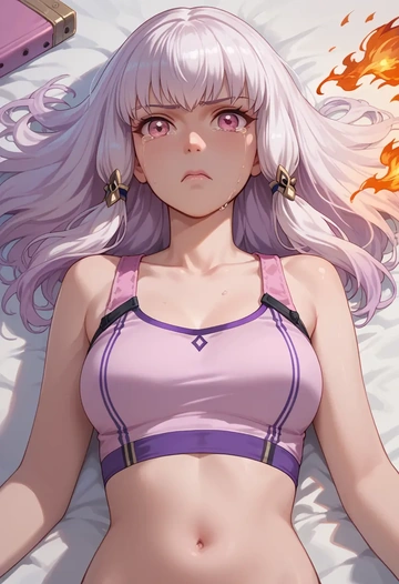 fire_emblem,lysithea_von_ordelia,sports crop,high-waisted shorts  - AI generated anime art