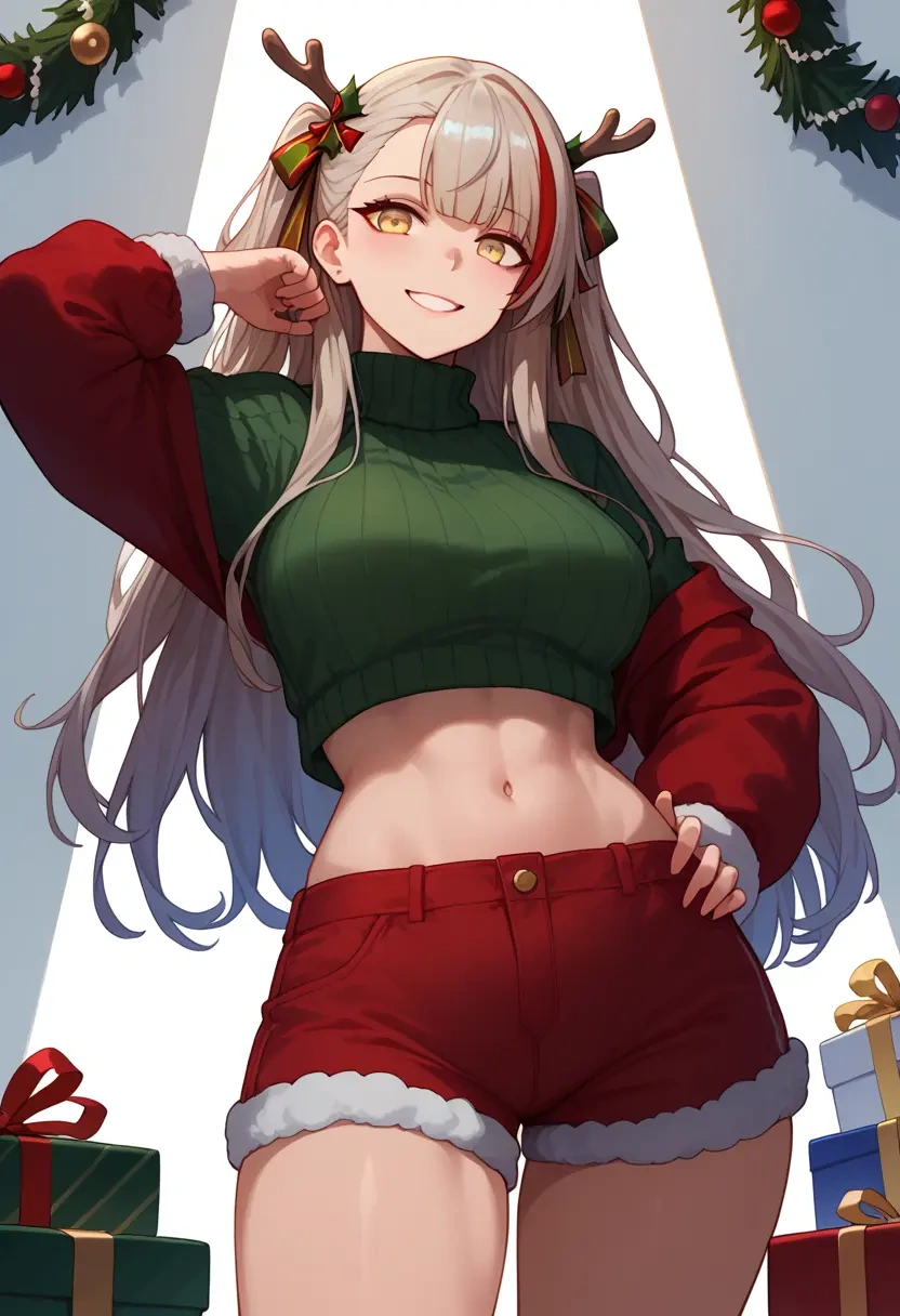 girls'_frontline,m16a1_(girls'_frontline),Christmas,red velvet shorts,turtleneck sweater  - 