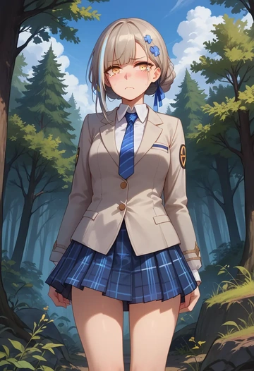 girls'_frontline,m16a1_(girls'_frontline),spring,student uniform,blazer  - AI generated anime art