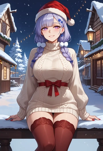 girls_frontline,m200_(girls_frontline),Christmas,sweater dress,stockings  - AI generated anime art