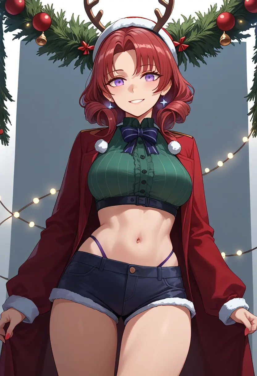 girls_frontline,m200_(girls_frontline),Christmas,red velvet shorts  - 