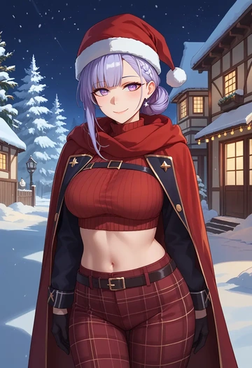 girls_frontline,m200_(girls_frontline),Christmas,plaid trousers  - AI generated anime art