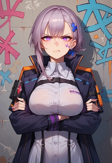 girls_frontline,m200_(girls_frontline),patchwork graffiti top,dolphin shorts  - AI generated anime art