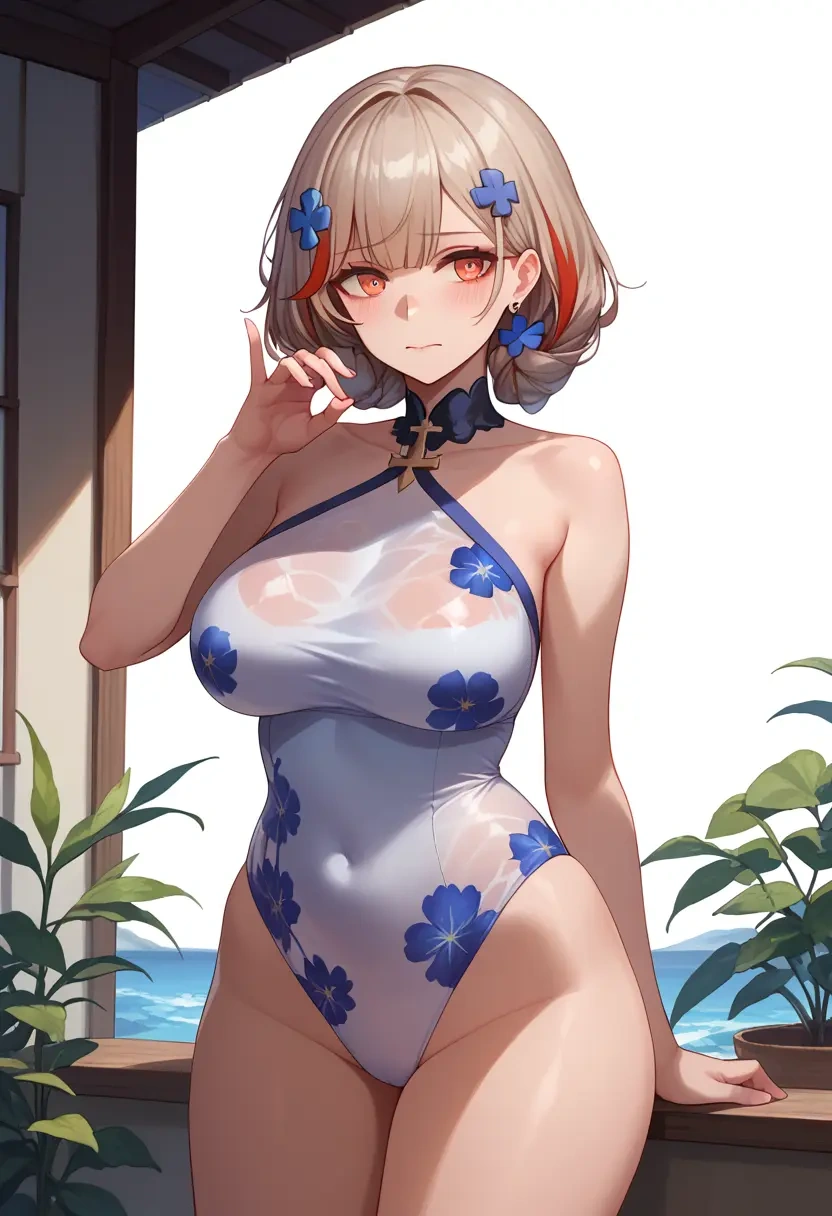 girls_frontline,m4_sopmod_ii_(girls_frontline),swimsuit,floral print  - 