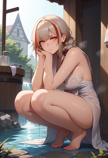 girls_frontline,m4_sopmod_ii_(girls_frontline),towel,sexy  - AI generated anime art