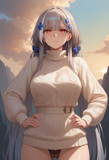 girls_frontline,m4_sopmod_ii_(girls_frontline),thong,sweater,sexy  - AI generated anime art