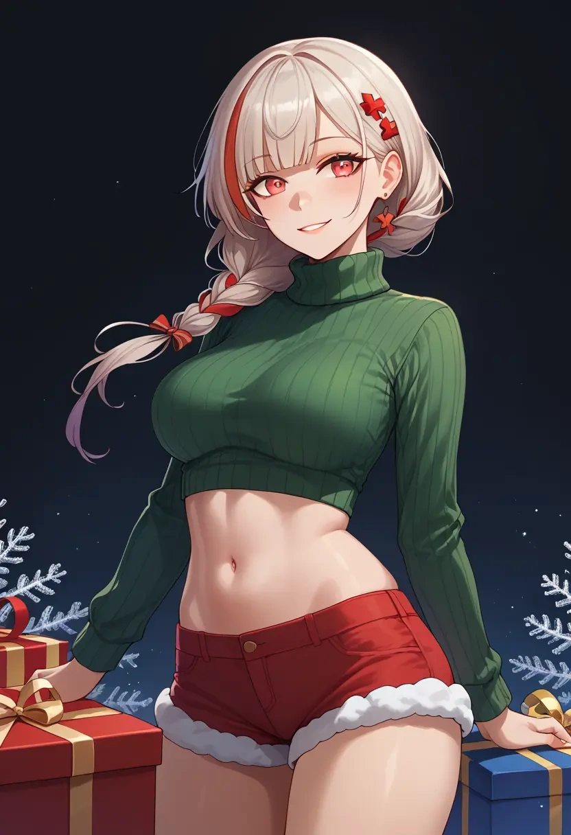 girls_frontline,m4_sopmod_ii_(girls_frontline),Christmas,red velvet shorts,turtleneck sweater  - 