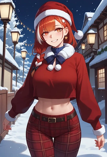 girls_frontline,m4_sopmod_ii_(girls_frontline),Christmas,plaid trousers  - AI generated anime art