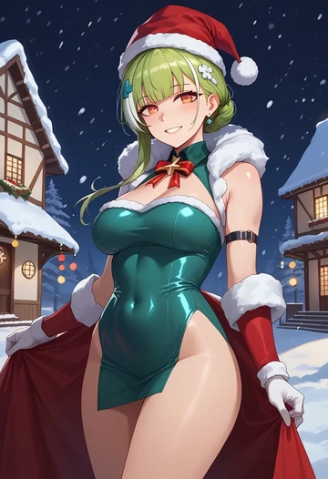 girls_frontline,m4_sopmod_ii_(girls_frontline),Christmas,dress  - AI generated anime art