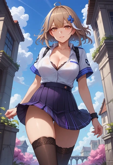 girls_frontline,m4a1_(girls_frontline),mini skirt,stockings  - AI generated anime art