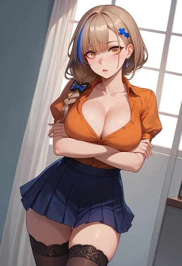 girls_frontline,m4a1_(girls_frontline),mini skirt, stockings  - AI generated anime art