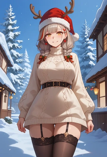 girls_frontline,m4a1_(girls_frontline),sweater,stockings,Thigh garters  - AI generated anime art