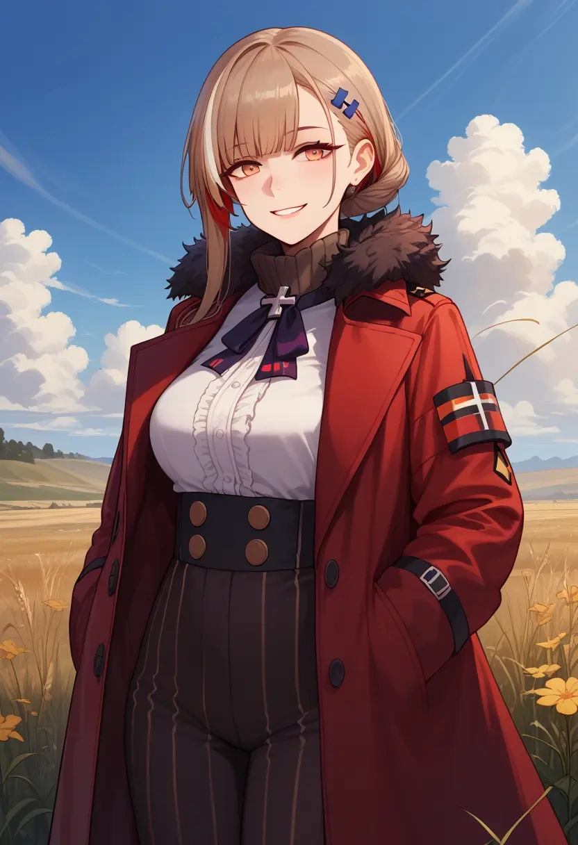 girls_frontline,m4a1_(girls_frontline),coat,fur-collar,tailored trousers  - 