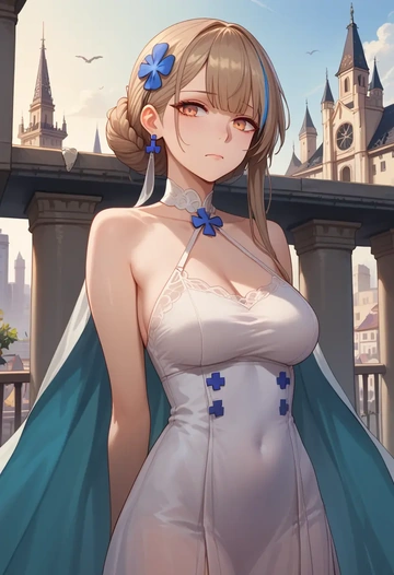 girls_frontline,m4a1_(girls_frontline),dress,halter,layered tulle  - AI generated anime art