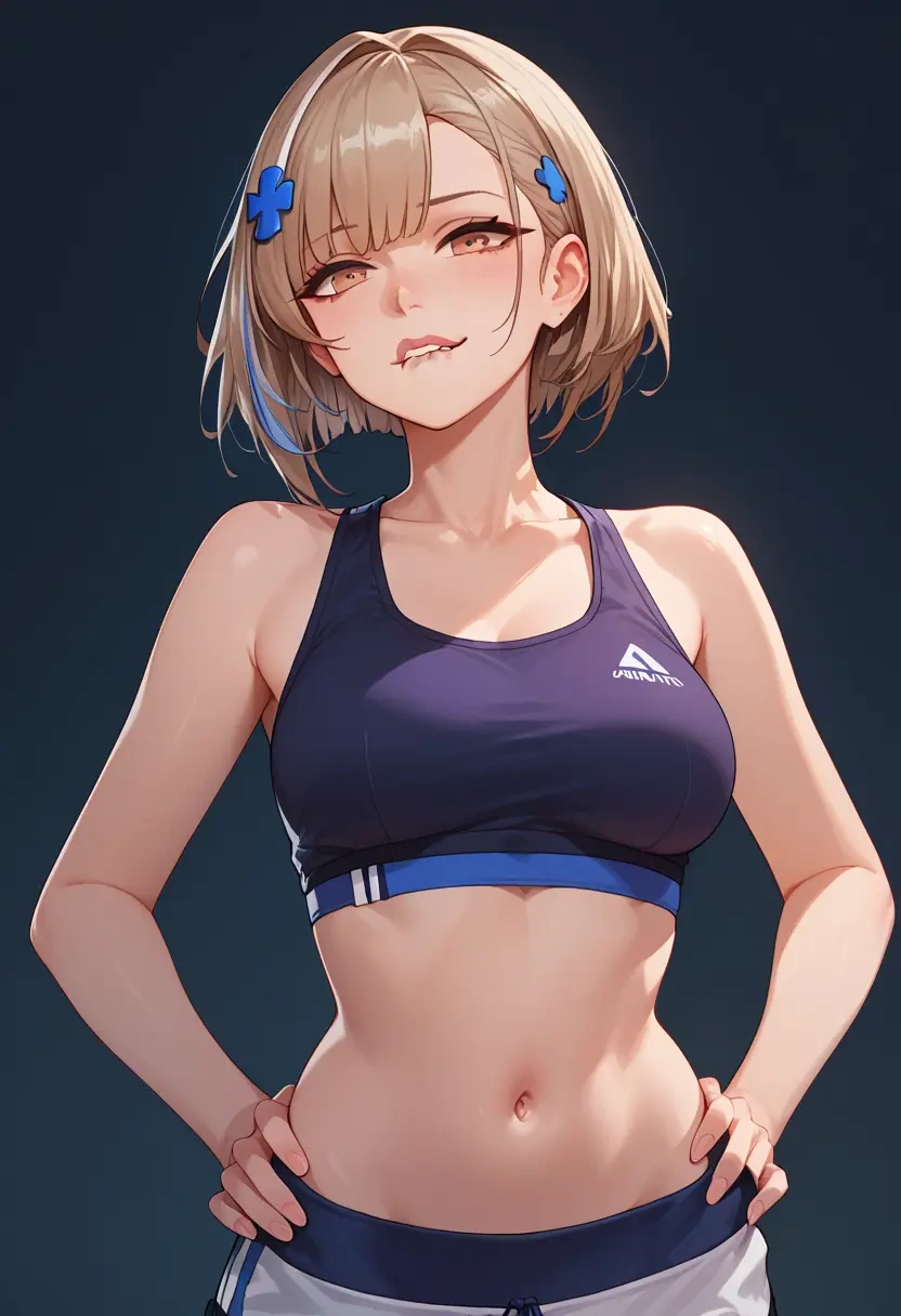 girls_frontline,m4a1_(girls_frontline),sports crop,high-waisted shorts  - 