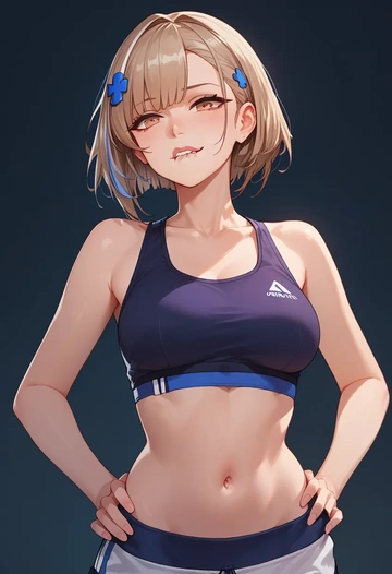 girls_frontline,m4a1_(girls_frontline),sports crop,high-waisted shorts  - AI generated anime art