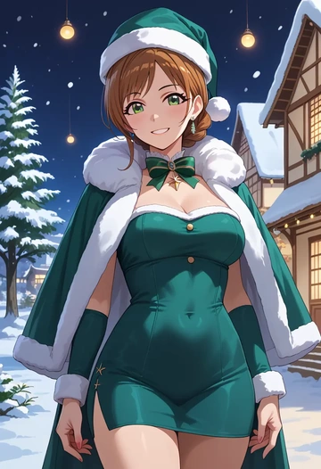 idolmaster,maekawa_miku,Christmas,dress  - AI generated anime art