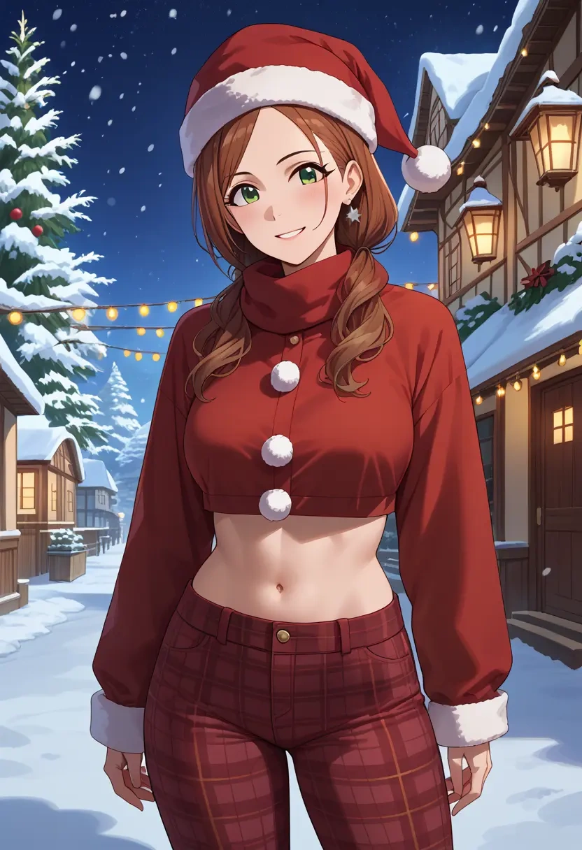 idolmaster,maekawa_miku,Christmas,plaid trousers  - 