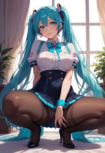 vocaloid,magical_mirai_miku,shorts, pantyhose  - AI generated anime art