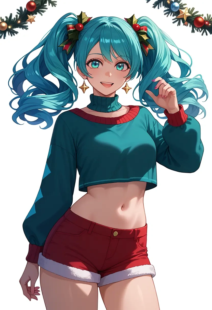 vocaloid,magical_mirai_miku,Christmas,red velvet shorts  - 