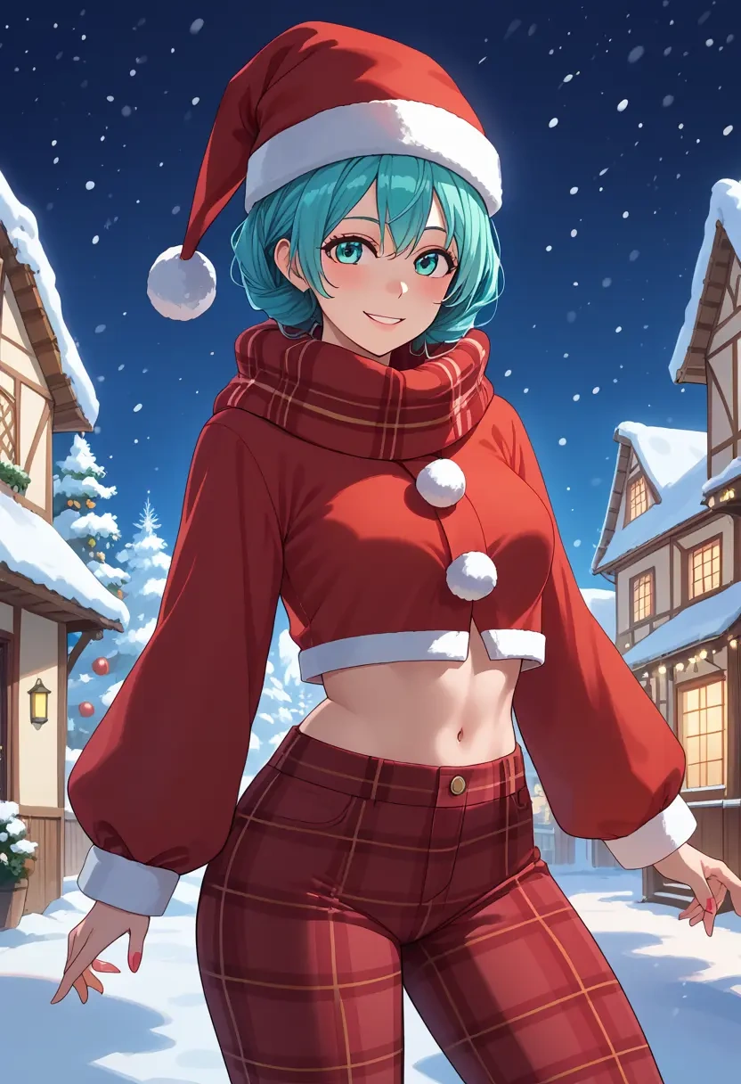 vocaloid,magical_mirai_miku,Christmas,plaid trousers  - 