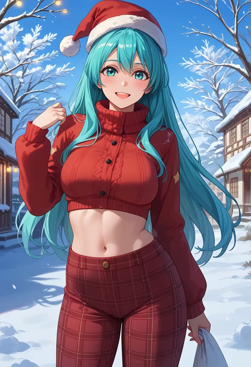 vocaloid,magical_mirai_miku,Christmas,plaid trousers  - 