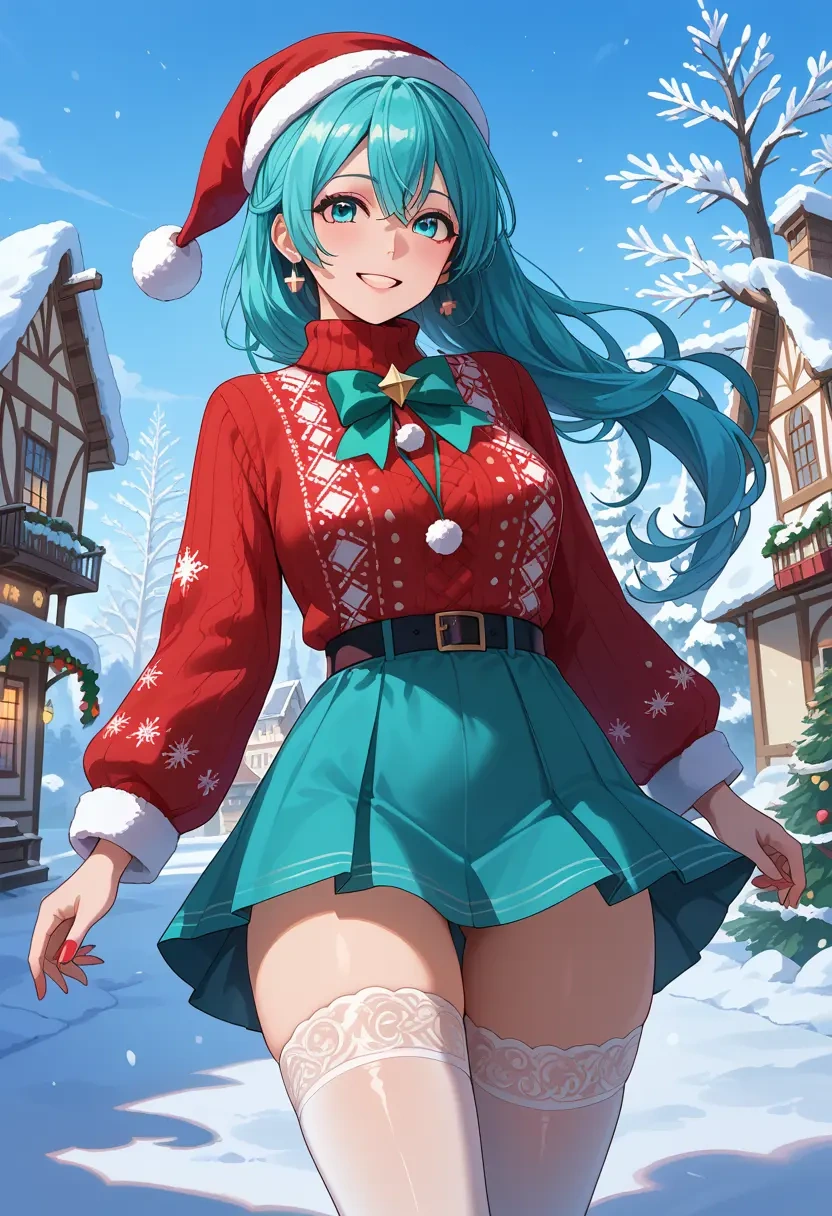 vocaloid,magical_mirai_miku,sweater,stockings,Thigh garters  - 