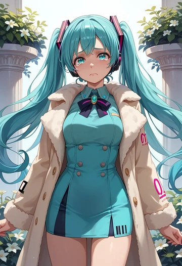 vocaloid,magical_mirai_miku,coat,long,double-breasted,pencil skirt  - AI generated anime art