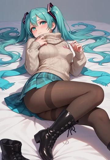 vocaloid,magical_mirai_miku,winter,student uniform,fur-lined parka  - AI generated anime art