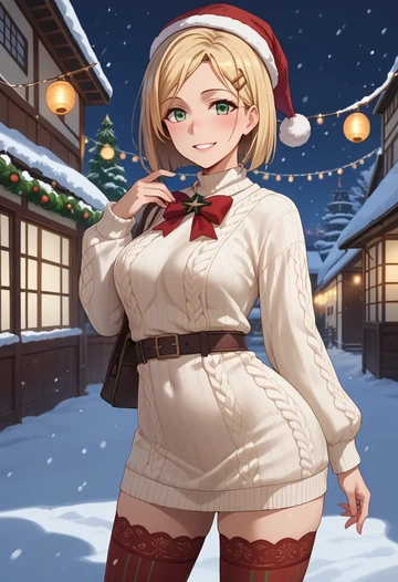 kantai_collection,maikaze_(kancolle),Christmas,sweater dress,stockings  - AI generated anime art