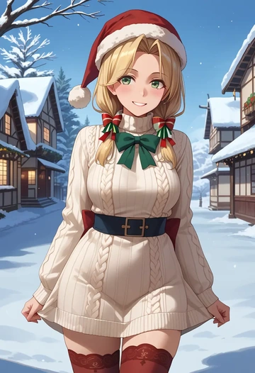 kantai_collection,maikaze_(kancolle),Christmas,sweater dress,stockings  - AI generated anime art