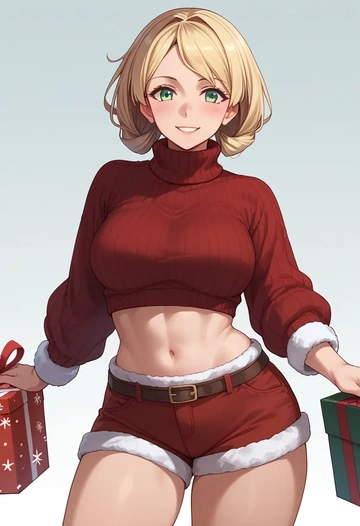 kantai_collection,maikaze_(kancolle),Christmas,red velvet shorts,turtleneck sweater  - AI generated anime art