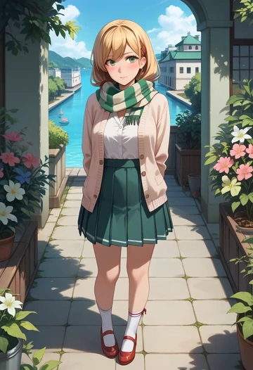 kantai_collection,maikaze_(kancolle),spring,student uniform,light cardigan  - AI generated anime art