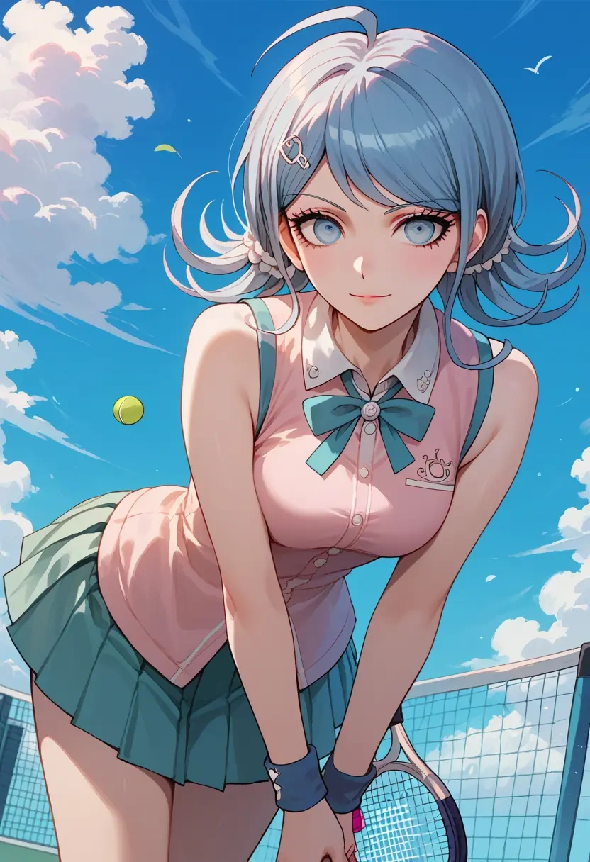 danganronpa_(series),maizono_sayaka,tennis dress,visor,trainers  - 