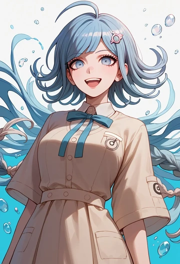 danganronpa_(series),maizono_sayaka,graphic tee,dolphin shorts  - AI generated anime art