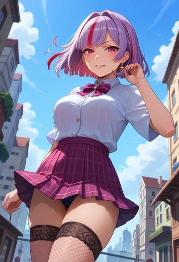 nijisanji,makaino_ririmu,mini skirt, stockings  - AI generated anime art