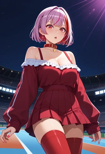 nijisanji,makaino_ririmu,collar,oversized,Thigh garters  - AI generated anime art