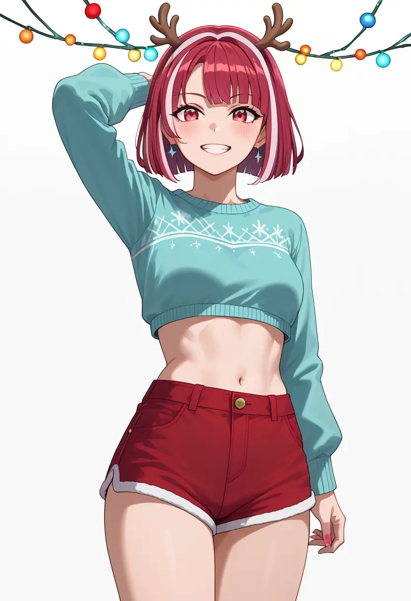 nijisanji,makaino_ririmu,Christmas,red velvet shorts  - 