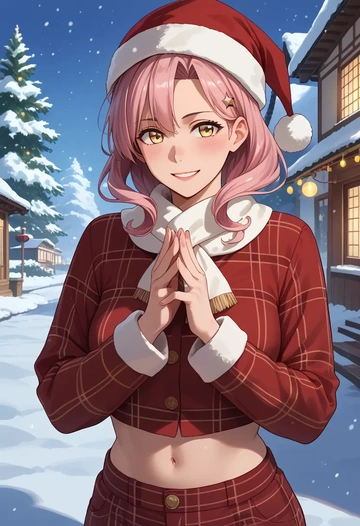 kantai_collection,makigumo_(kancolle),Christmas,plaid trousers  - AI generated anime art