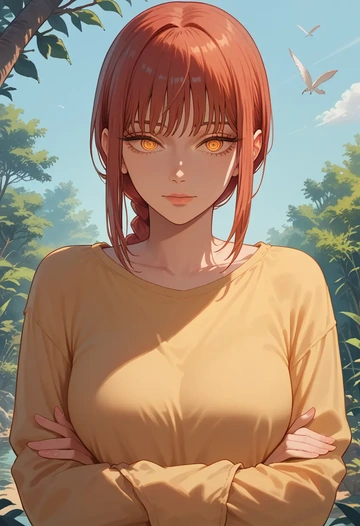 chainsaw_man,makima_(chainsaw_man),pajamas  - AI generated anime art