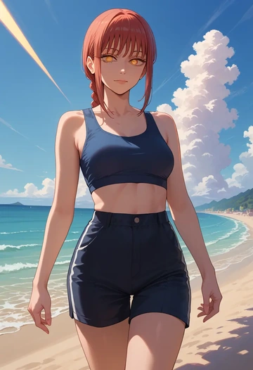 chainsaw_man,makima_(chainsaw_man),athletic,shorts,sexy  - AI generated anime art