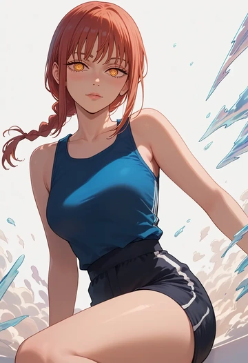 chainsaw_man,makima_(chainsaw_man),athletic,shorts,sexy  - AI generated anime art