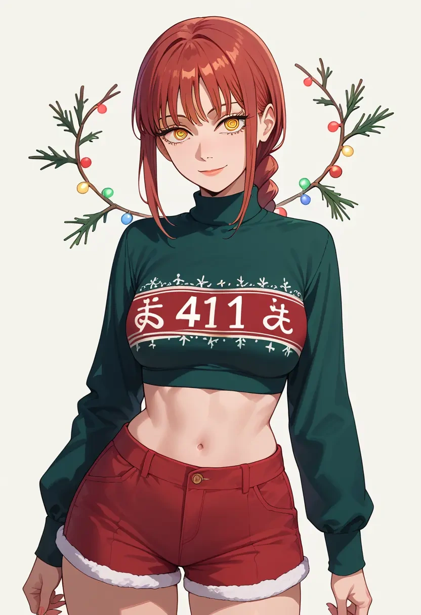 chainsaw_man,makima_(chainsaw_man),Christmas,red velvet shorts  - 